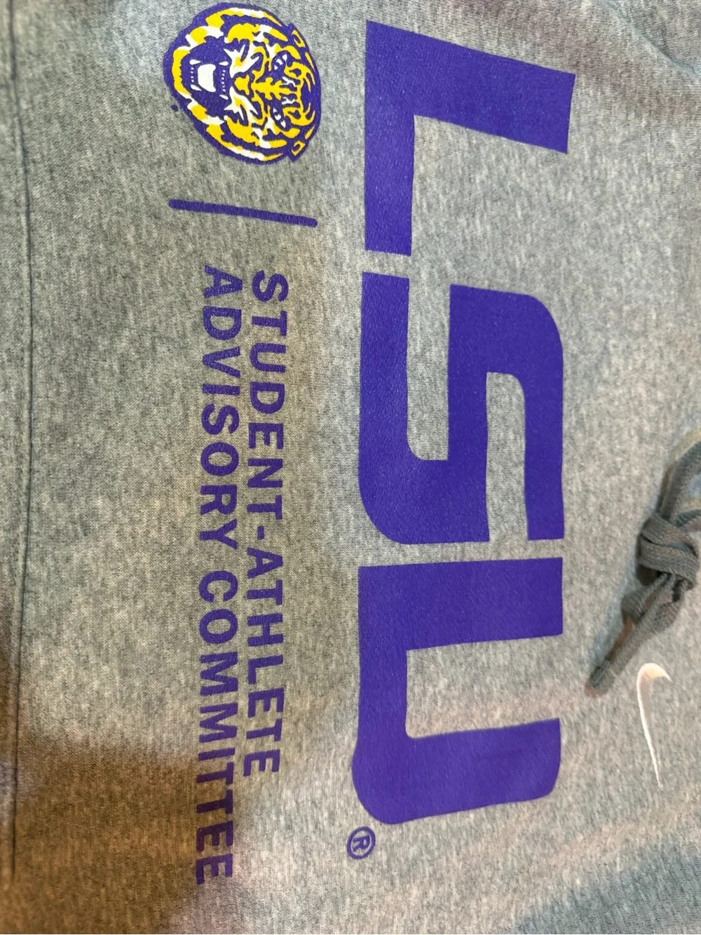 Nike Gray Hoodie with Purple LSU Graphic